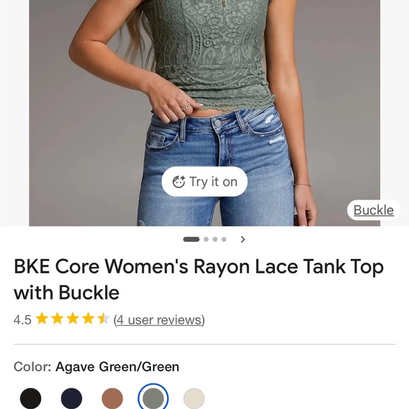 BKE Sage Green Lace Tank Top - Picture 5 of 5